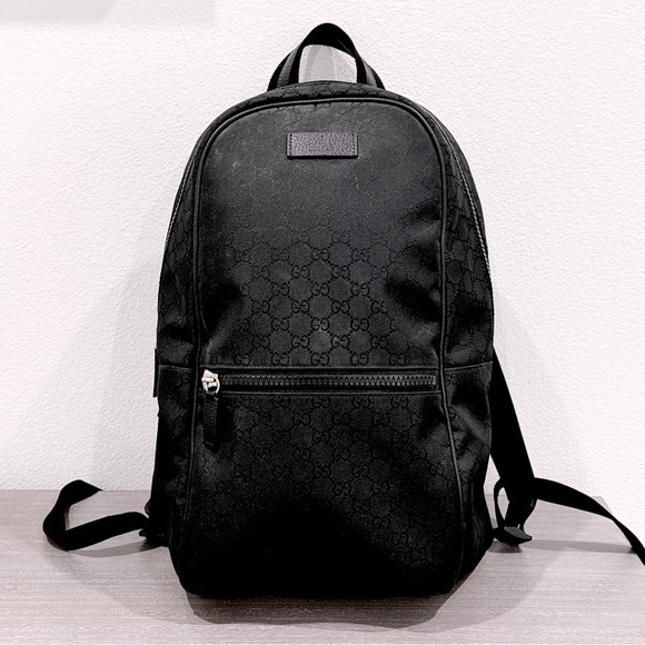 Gucci Other - GUCCI Logo Leather Logo Nylon schoolbag Backpack Black